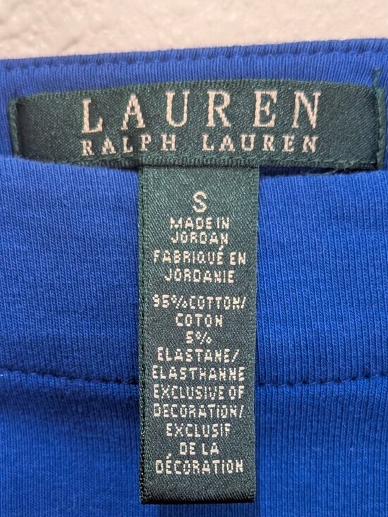 Lauren Ralph Lauren Blue Long Sleeve Top Women’s Small Cotton Stretch Casual - Picture 4 of 12